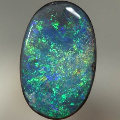 SOLID BLACK OPAL Candy red and orange over green